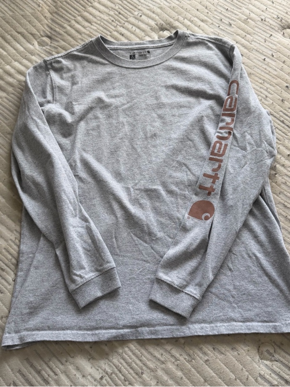 Carhartt Youth Size Large (12-14) Long Sleeve Grey T Shirt